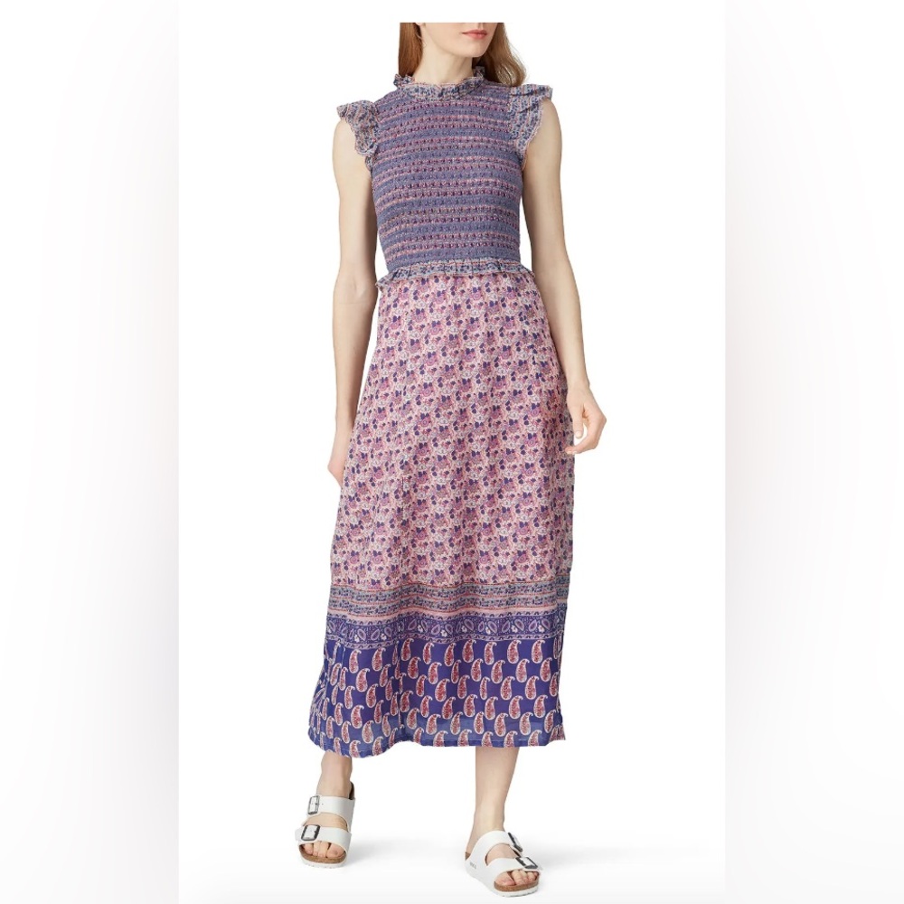 Sea New York Bianca Smocked Midi Dress Cottagecore Boho Coquette‎ Floral